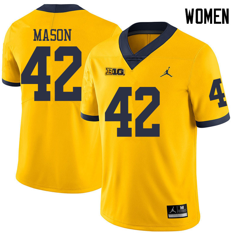 Jordan Brand Women #42 Ben Mason Michigan Wolverines College Football Jerseys Sale-Yellow